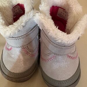 Stride Rite Gray and Pink Fur-Lined Boots